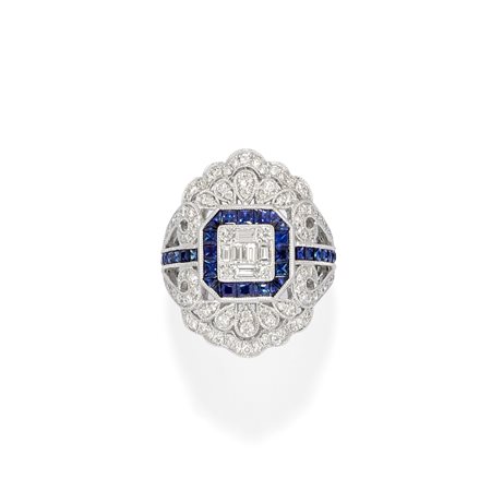 Anello con diamanti e zaffiri