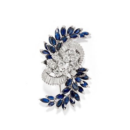 Spilla con zaffiri e diamanti