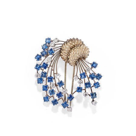 Spilla con zaffiri e diamanti 