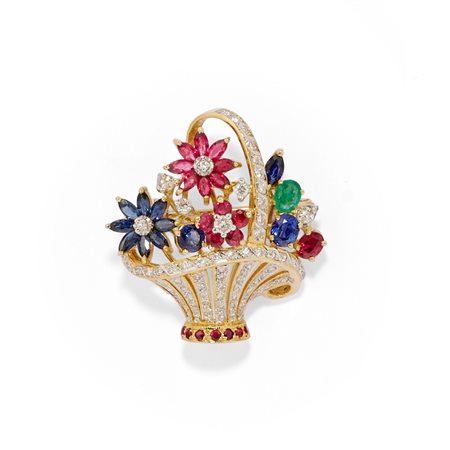 Spilla cesto fiorito