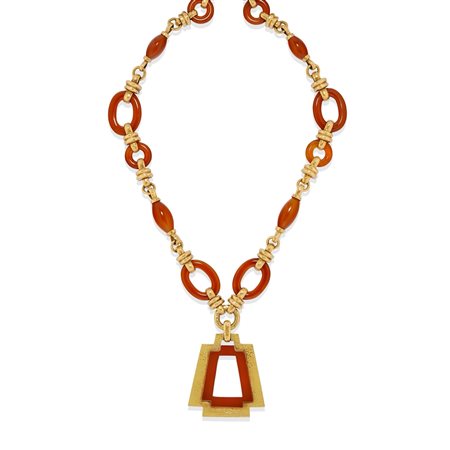 David Webb - Importante collana con corniola