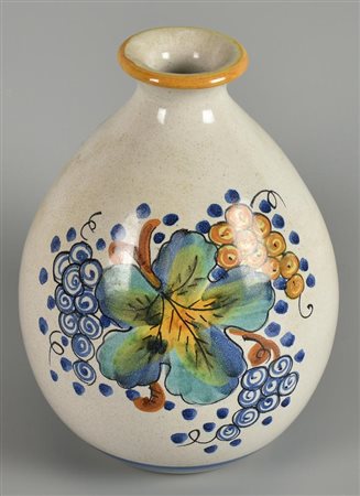 Niccalli F. VASO DIPINTO in ceramica decorata con grappoli d'uva h cm 20 sul...
