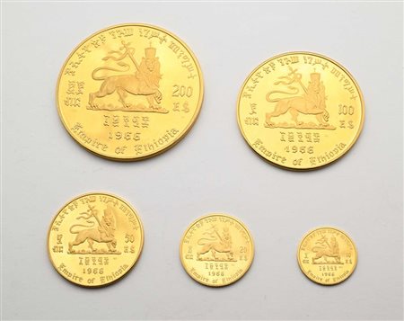 Serie 200, 100, 50, 20 e 10 Birr 1966 Etiopia