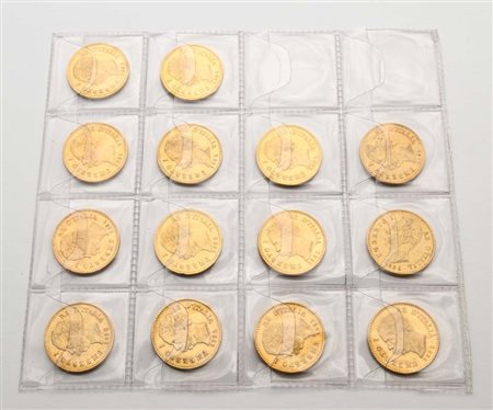 14 monete da 20 lire (1880, 1881 (3), 1882 (8), 1885 e 1888) Umberto I Regno...