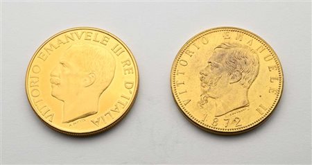 Riconi del 100 lire 1872 Vittorio Emanuele II e del 100 Lire 1923 Vittorio...