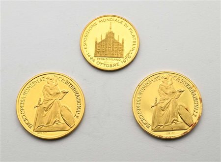 Lotto di 2 medaglie in oro Proof Enciclopedia Numismatica Internazionale...