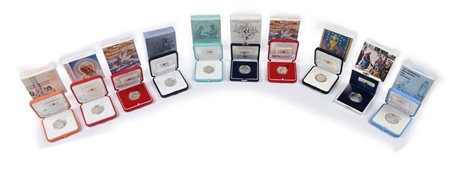 Lotto di 10 monete da 10 Euro Proof Città del Vaticano: Giovanni Paolo II...