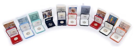 Lotto di 10 monete da 10 Euro Proof Città del Vaticano: Giovanni Paolo II...