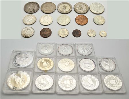 Lotto di 13 Kookaburra da 1, 2 e 5 Dollari, 2 monete da 50 Cts. e 1 Fiorino...