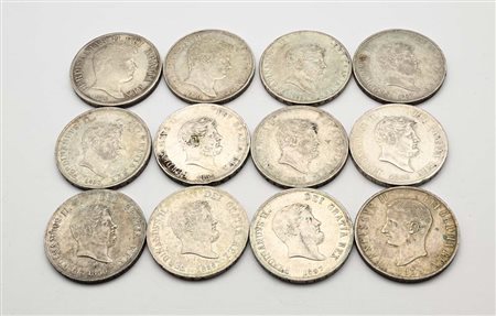 Lotto di 12 Piastre da 120 Grana: del 1° tipo 1834, del 2° tipo 1839, del 6°...