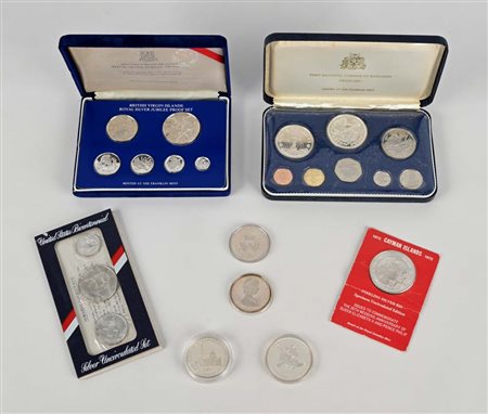 Lotto: Serie Proof Virgin Island 1977; Serie Proof Barbados 1973 e 8 monete...