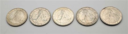 Lotto di 5 monete da 20 lire 1931, 1932, 1933, 1935 e 1937 Repubblica di San...