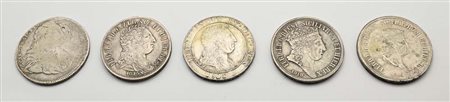 Lotto di 5 Piastre da 120 Grana: 1747 per la Nascita del principe Filippo....