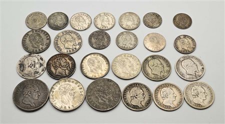 2 Lire 1825T, 1 Lira 1826T, 1827T, 1828T(P), 50 Cts 1827G Carlo Felice, 1...