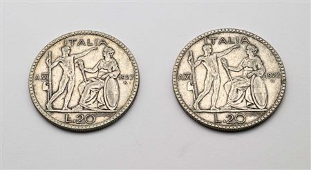 20 Lire 1927 e 1928 Vittorio Emanuele III Regno d'Italia