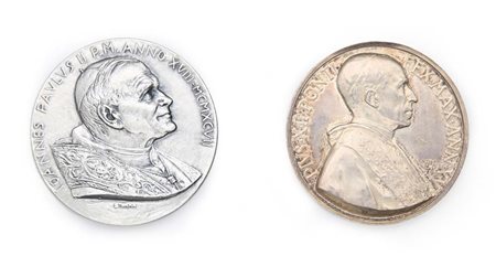 Medaglia in argento Pio XII A.XV e Giovanni Paolo II A.XVIII