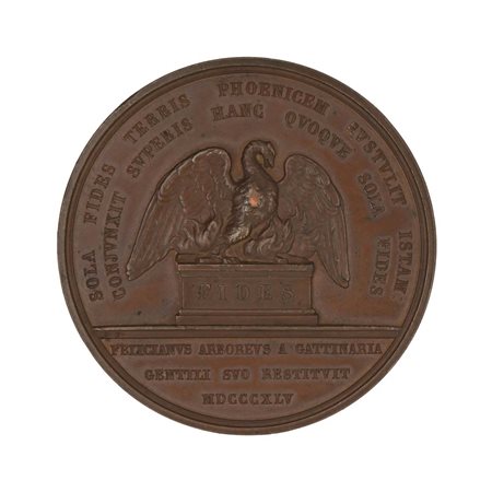 Medaglia in bronzo commemorativa di Mercurino Arborio Gattinara (1465-1530);...