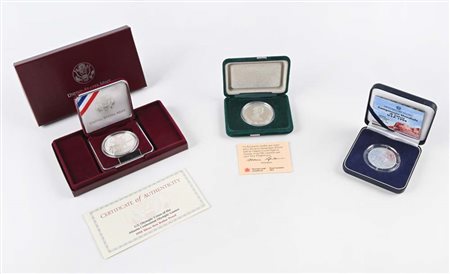 Lotto 3 monete in argento: 10.000 Lire 1994 FDC Repubblica Italiana; 1...