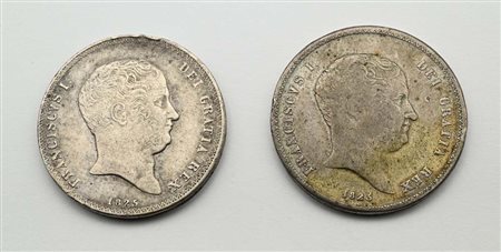 2 Piastre da 120 Grana 1825 Napoli Francesco I di Borbone Regno delle 2 Sicilie