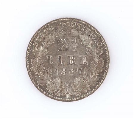 2 1/2 Lire A.XXI 1867 Roma Pio IX (1846-1878) Stato Pontificio Peso 12,50 gr....