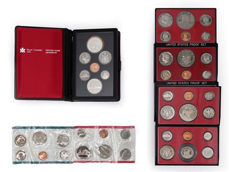 Lotto di Serie Proof Usa 1976, 1977, 1978, 1979 e Canada 1983; e 2 FDC Usa...