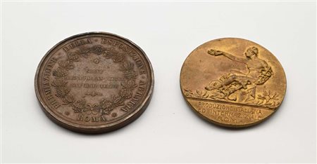 Medaglia in bronzo dorato Esposizione Fiera Campioni di Roma 1910; Medaglia...