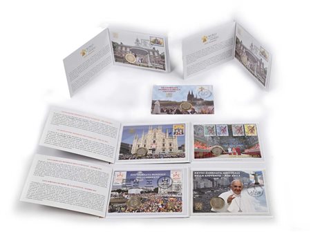 Lotto 2 Euro in Cover ufficiale con francobollo Città del vaticano 2005,...