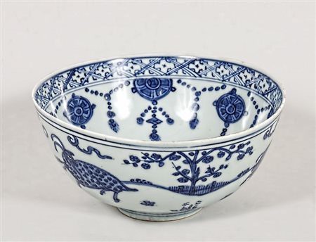 CIOTOLA IN PORCELLANA Cina, fine del XIX secolo dipinta in monocromia blu con...