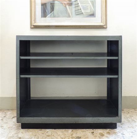 PICCOLA LIBRERIA BASSA IN METALLO VERDE Anni Cinquanta lievi difetti h cm...