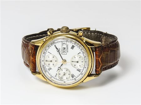 CRONOGRAFO TACHIMETRO DA POLSO IN ORO GIALLO Unoaerre per uomo, movimento...