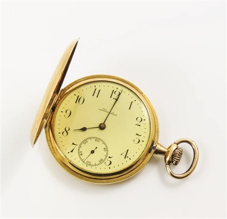 OROLOGIO DA TASCA IN ORO GIALLO Leonidas doppia cassa gr 60,7 GOLD POCKET WATCH
