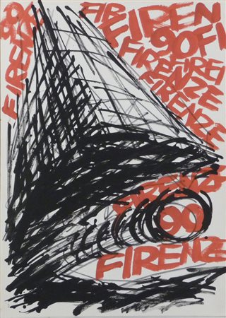 VINICIO BERTI (1921-1991) Firenze 90 acrilico su cartoncino cm 70x49,5...