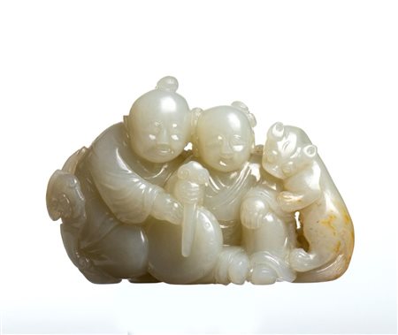  
Intaglio in giada bianca Cina, dinastia Qing (1644-1912), XIX secolo
 6,5 x 9,5 cm