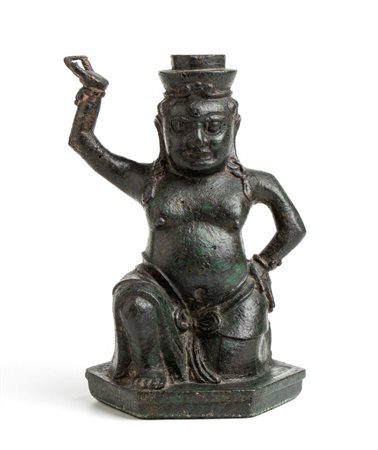  Raro porta candela in bronzo raffigurante uno straniero Cina, dinastia Yuan-Ming, XIII-XVI secolo. Alt.: 20 cm