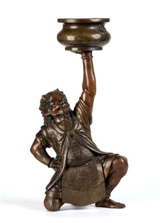  Figura in stile Miyao in bronzo a cera persa raffigurante un demone “Oni” Giappone, epoca Meiji (1868-1912) Alt.: 49 cm