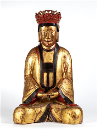  
Figura di divinità del Pantheon taoista Cina, dinastia Qing (1644-1912), XIX secolo
 Alt.: 58 cm