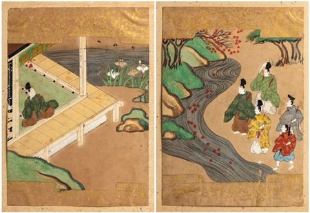  
Coppia di dipinti policromi Giappone, XX secolo
 23 x 16 cm