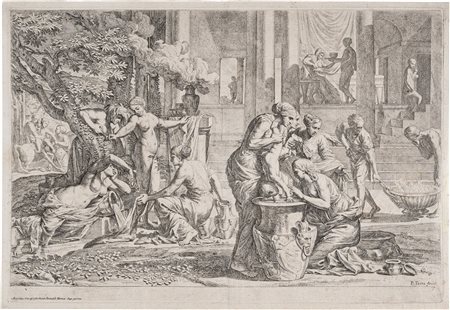 Arnold van Westerhout (Anversa, 1651 - Roma, 1725) da invenzione di Pietro Testa detto il Lucchesino (Lucca, 1612 - Roma, 1650) - Teti immerge Achille nell'acqua dello Stige