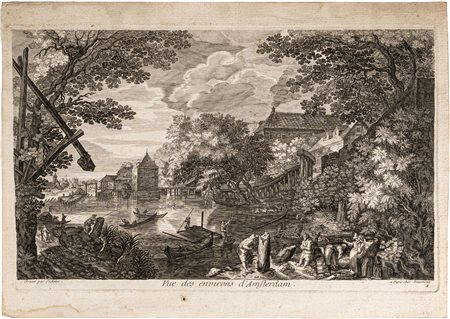 Aegidius Sadeler II (Anversa, 1570 - Praga, 1629) da Pieter Stevens (1567 ca. - dopo il 1624) - Veduta dei dintorni di Amsterdam