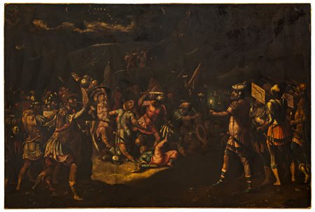 Scuola fiamminga del secolo XVII - Battaglia notturna