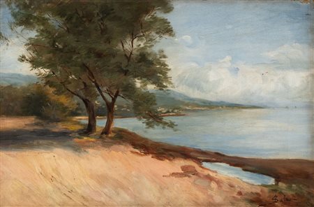 Paolo Sala (Milano, 1859 - 1924) - Scorcio di lago