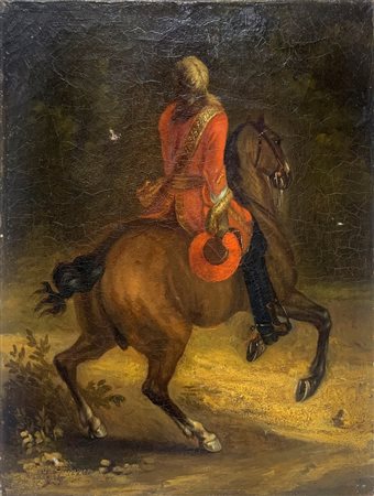 Adam Frans van der Meulen (Flemish 1632 - 1690)  - Cavaliere a cavallo di spalle