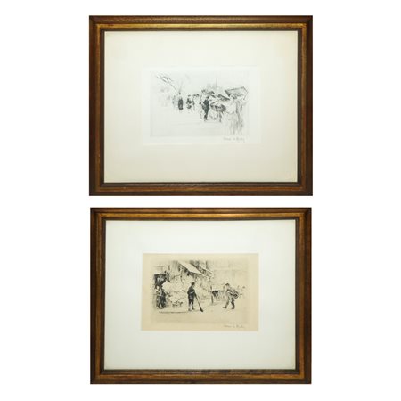 Henri Le Riche (Grenoble 1868 - Neuilly-sur-Seine 1944)  - Coppia di piccole incisioni