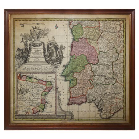 Matthaus Seutter (1678 - 1757)  - Carta geografica Portugalliae et Algabriae regna e Brasiliae Regnum, 1739