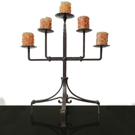 Candelabro a 5 luci in ferro battuto