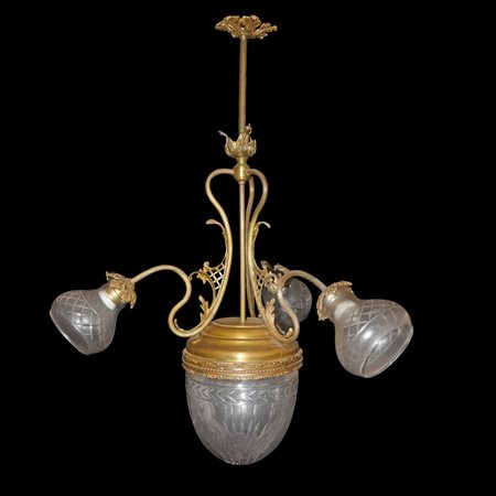 Lampadario a 4 luci, primi 20° secolo.