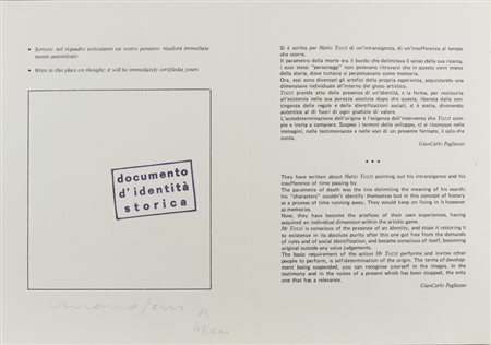 TOZZI MARIO (1895 - 1979) - DOCUMENTO D'IDENTITA' STORICA.