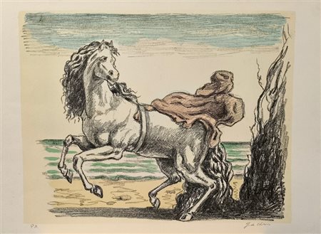 DE CHIRICO GIORGIO (1888 - 1978) - CAVALLO CON MANTO.