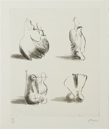 MOORE HENRY (1898 - 1986) - FOUR SCULPTURES MOTIVES .