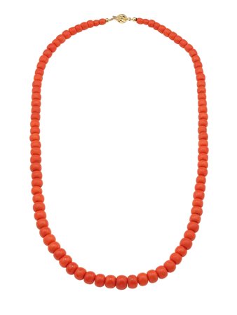 Collana con boules di corallo scalari fermezza in oro giallo 750/1000, gr....